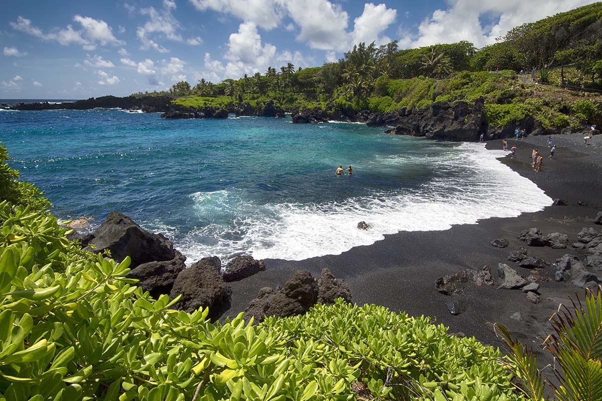 black sand beach