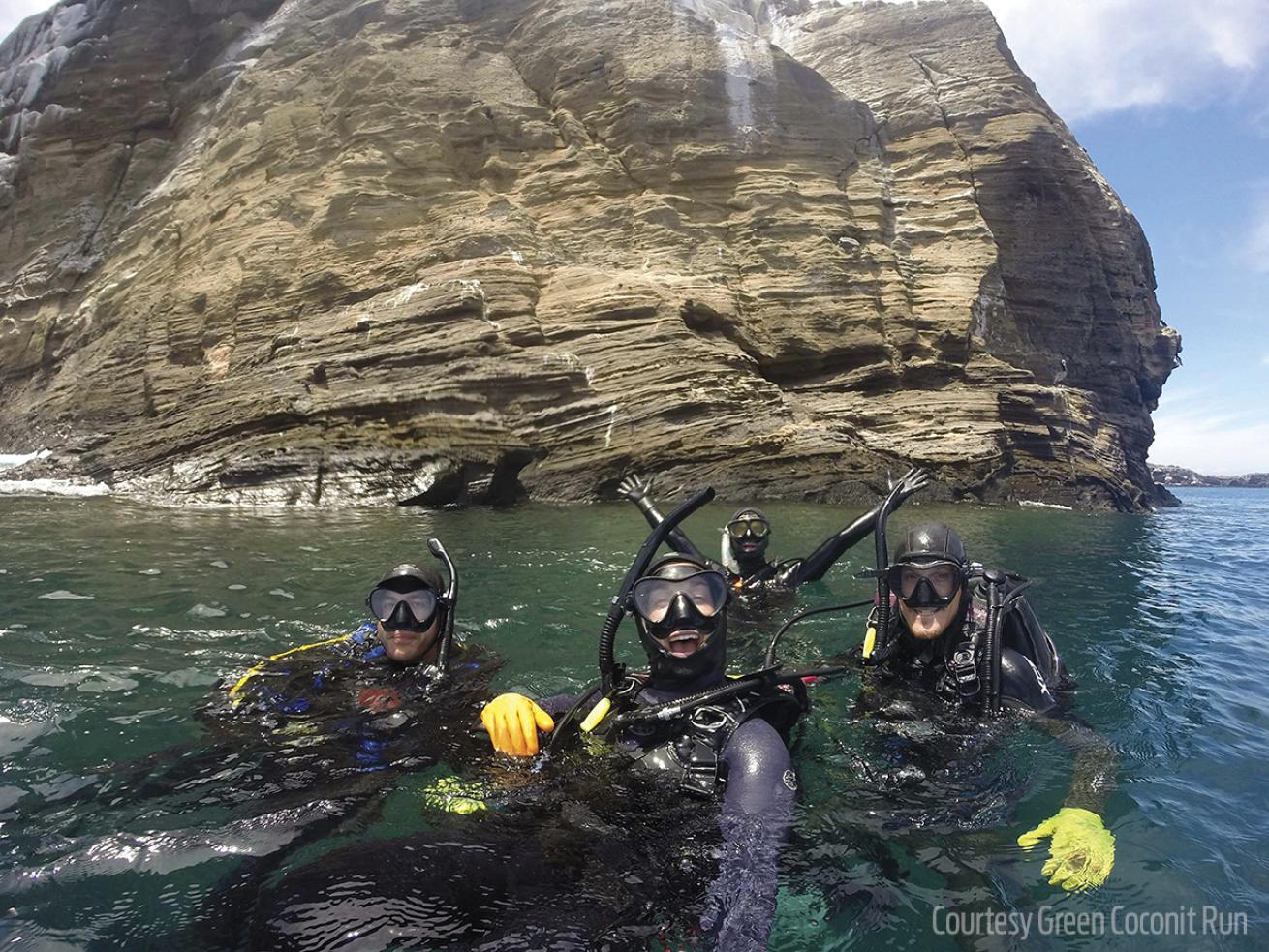 scuba divers with the Green Coconut Run