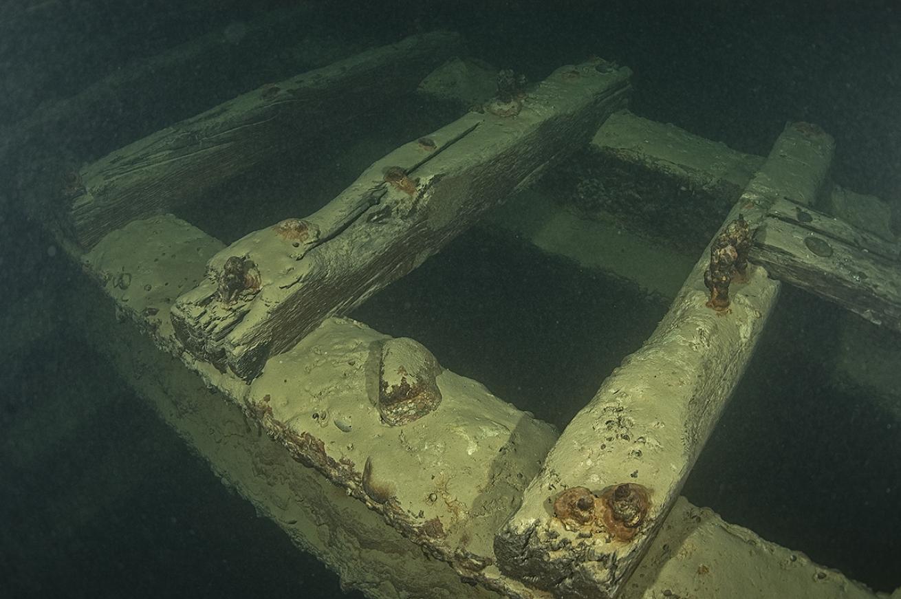 train tracks submerged underwater dive