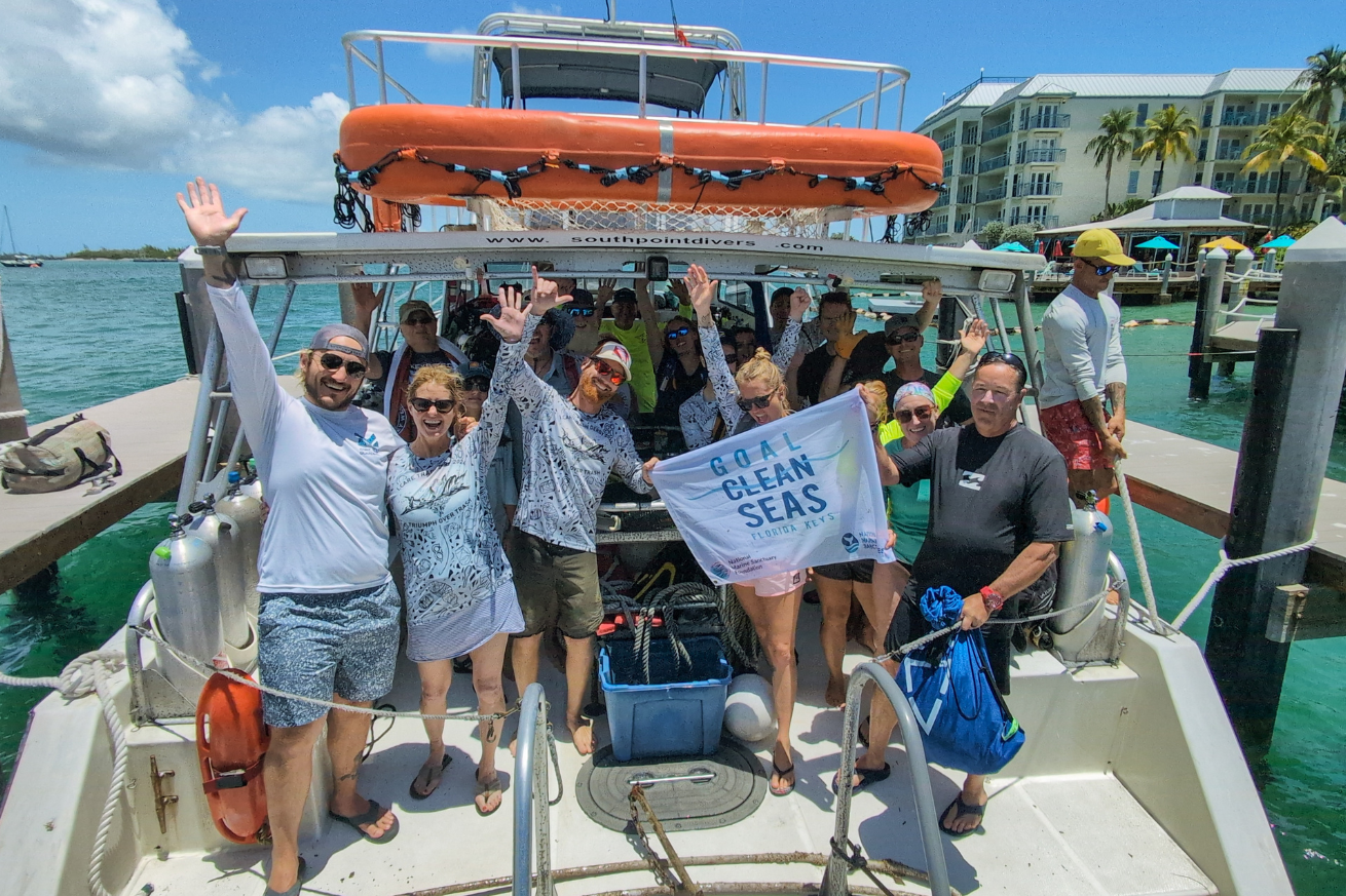 Divers on a boat