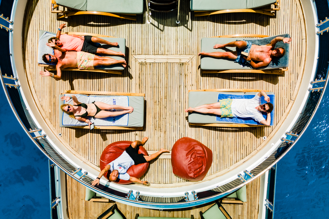 A group of people on a boat